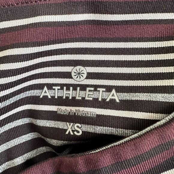 NEW Athleta High Rise Expanse Stripe Chaturanga Tights Leggings Purple Travel XS - Picture 2 of 6